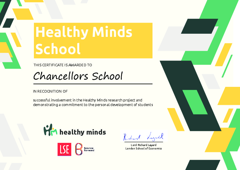 Healthy Minds Certificate